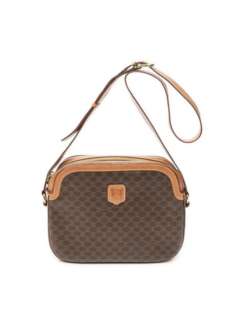 Celine Vintage Flap Crossbody Brown Macadam Canvas - Picture 1 of 10